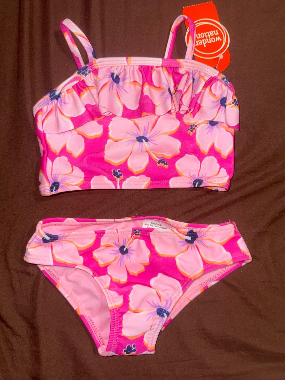 Wonder Nation Baby Girls Pink Floral Ruffle Tankini Set 12M NWT